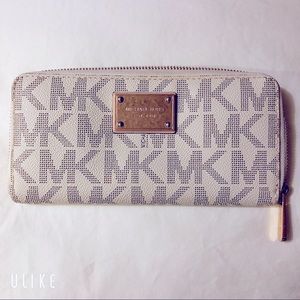 Michael Kors Cream Monogram Zip Around Wallet
